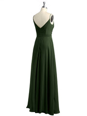 Spaghetti Strap Dress with Slit for Bridesmaid Olive Green