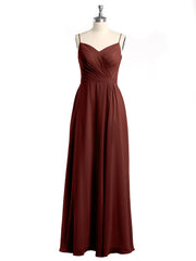 Spaghetti Strap Dress with Slit for Bridesmaid Terracotta