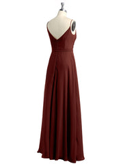 Spaghetti Strap Dress with Slit for Bridesmaid Terracotta