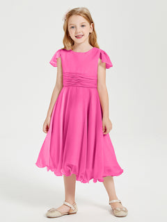 Chiffon Tea Length Junior Bridesmaid Dresses Azalea