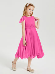 Chiffon Tea Length Junior Bridesmaid Dresses Azalea