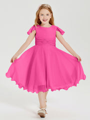 Chiffon Tea Length Junior Bridesmaid Dresses Azalea