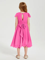 Chiffon Tea Length Junior Bridesmaid Dresses Azalea