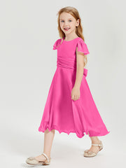 Chiffon Tea Length Junior Bridesmaid Dresses Azalea