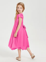 Chiffon Tea Length Junior Bridesmaid Dresses Azalea