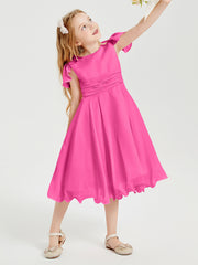 Chiffon Tea Length Junior Bridesmaid Dresses Azalea
