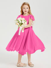 Chiffon Tea Length Junior Bridesmaid Dresses Azalea