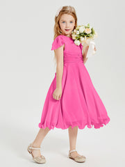 Chiffon Tea Length Junior Bridesmaid Dresses Azalea