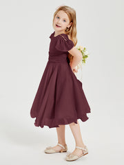 Chiffon Tea Length Junior Bridesmaid Dresses Cabernet