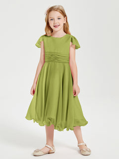 Chiffon Tea Length Junior Bridesmaid Dresses Clover