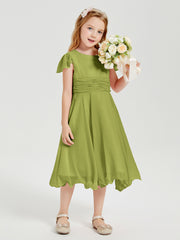 Chiffon Tea Length Junior Bridesmaid Dresses Clover