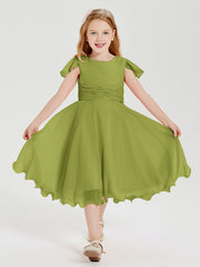Chiffon Tea Length Junior Bridesmaid Dresses Clover
