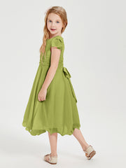 Chiffon Tea Length Junior Bridesmaid Dresses Clover