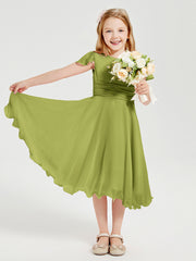Chiffon Tea Length Junior Bridesmaid Dresses Clover
