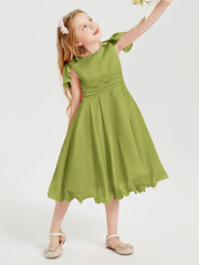 Chiffon Tea Length Junior Bridesmaid Dresses Clover