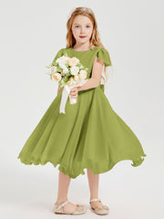 Chiffon Tea Length Junior Bridesmaid Dresses Clover