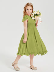 Chiffon Tea Length Junior Bridesmaid Dresses Clover