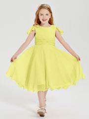 Chiffon Tea Length Junior Bridesmaid Dresses Daffodil