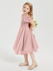 Chiffon Tea Length Junior Bridesmaid Dresses Dusty Rose