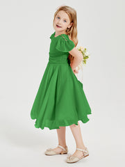 Chiffon Tea Length Junior Bridesmaid Dresses Green