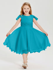 Chiffon Tea Length Junior Bridesmaid Dresses Jade