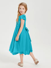 Chiffon Tea Length Junior Bridesmaid Dresses Jade
