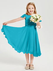 Chiffon Tea Length Junior Bridesmaid Dresses Jade
