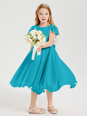 Chiffon Tea Length Junior Bridesmaid Dresses Jade