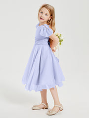 Chiffon Tea Length Junior Bridesmaid Dresses Lavender