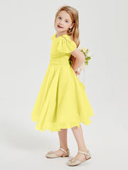 Chiffon Tea Length Junior Bridesmaid Dresses Lemon