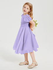 Chiffon Tea Length Junior Bridesmaid Dresses Lilac