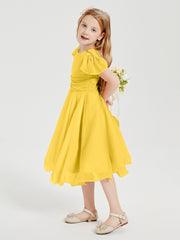 Chiffon Tea Length Junior Bridesmaid Dresses Marigold