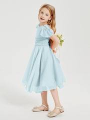 Chiffon Tea Length Junior Bridesmaid Dresses Mist