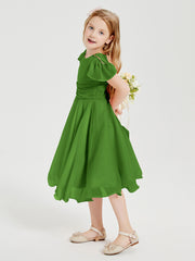 Chiffon Tea Length Junior Bridesmaid Dresses Moss