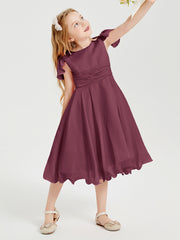 Chiffon Tea Length Junior Bridesmaid Dresses Mulberry