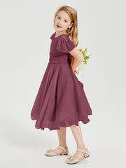 Chiffon Tea Length Junior Bridesmaid Dresses Mulberry