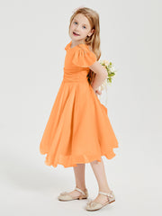Chiffon Tea Length Junior Bridesmaid Dresses Orange
