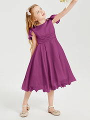 Chiffon Tea Length Junior Bridesmaid Dresses Orchid