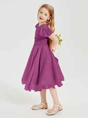 Chiffon Tea Length Junior Bridesmaid Dresses Orchid