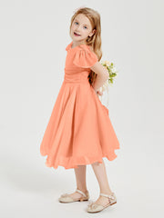 Chiffon Tea Length Junior Bridesmaid Dresses Papaya