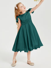 Chiffon Tea Length Junior Bridesmaid Dresses Peacock