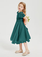 Chiffon Tea Length Junior Bridesmaid Dresses Peacock