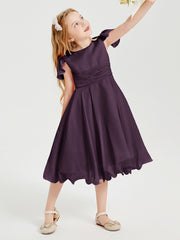 Chiffon Tea Length Junior Bridesmaid Dresses Plum