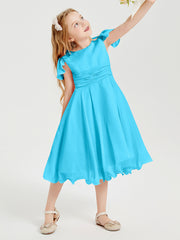 Chiffon Tea Length Junior Bridesmaid Dresses Pool