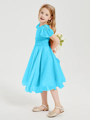Chiffon Tea Length Junior Bridesmaid Dresses Pool
