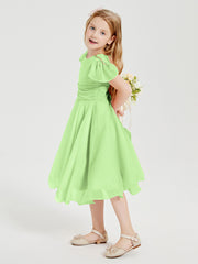 Chiffon Tea Length Junior Bridesmaid Dresses Sage