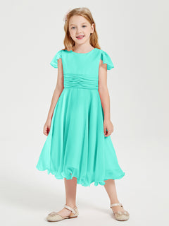 Chiffon Tea Length Junior Bridesmaid Dresses Spa