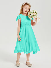 Chiffon Tea Length Junior Bridesmaid Dresses Spa