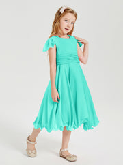 Chiffon Tea Length Junior Bridesmaid Dresses Spa