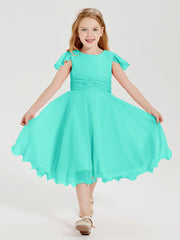 Chiffon Tea Length Junior Bridesmaid Dresses Spa